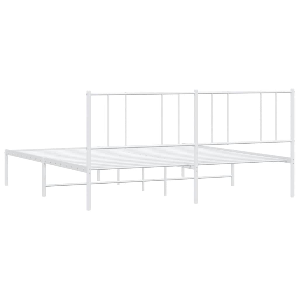 Metalni okvir za krevet s uzglavljem bijeli 200x200 cm