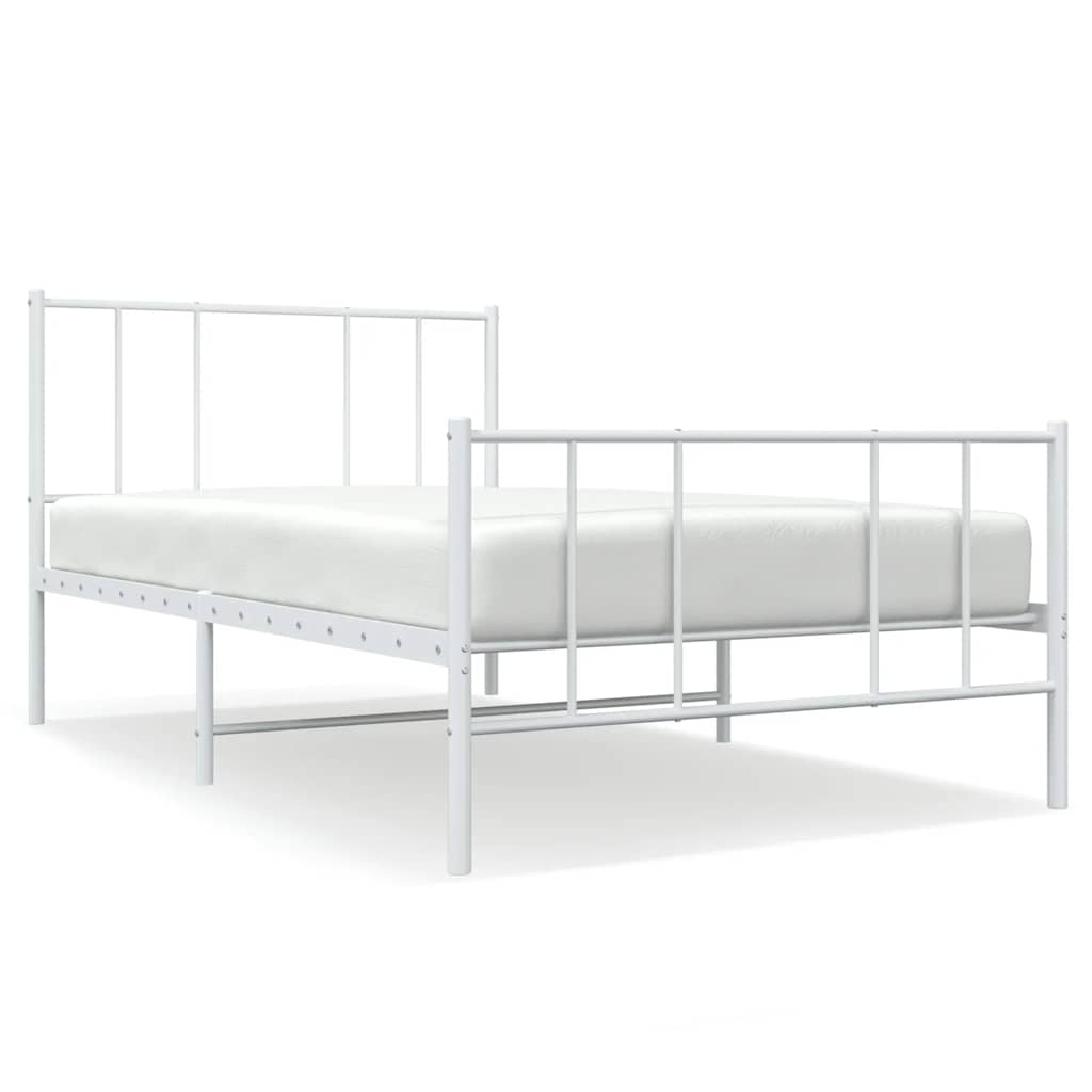 Metalni okvir kreveta uzglavlje i podnožje bijeli 75x190 cm