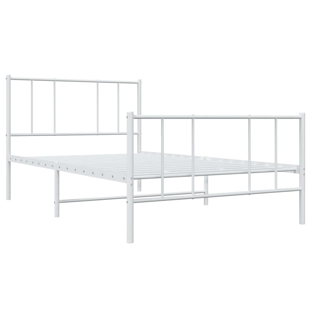 Metalni okvir kreveta uzglavlje i podnožje bijeli 75x190 cm