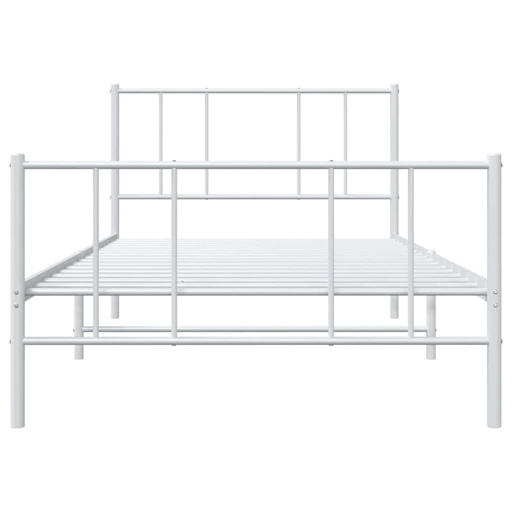 Metalni okvir kreveta uzglavlje i podnožje bijeli 90 x 200 cm