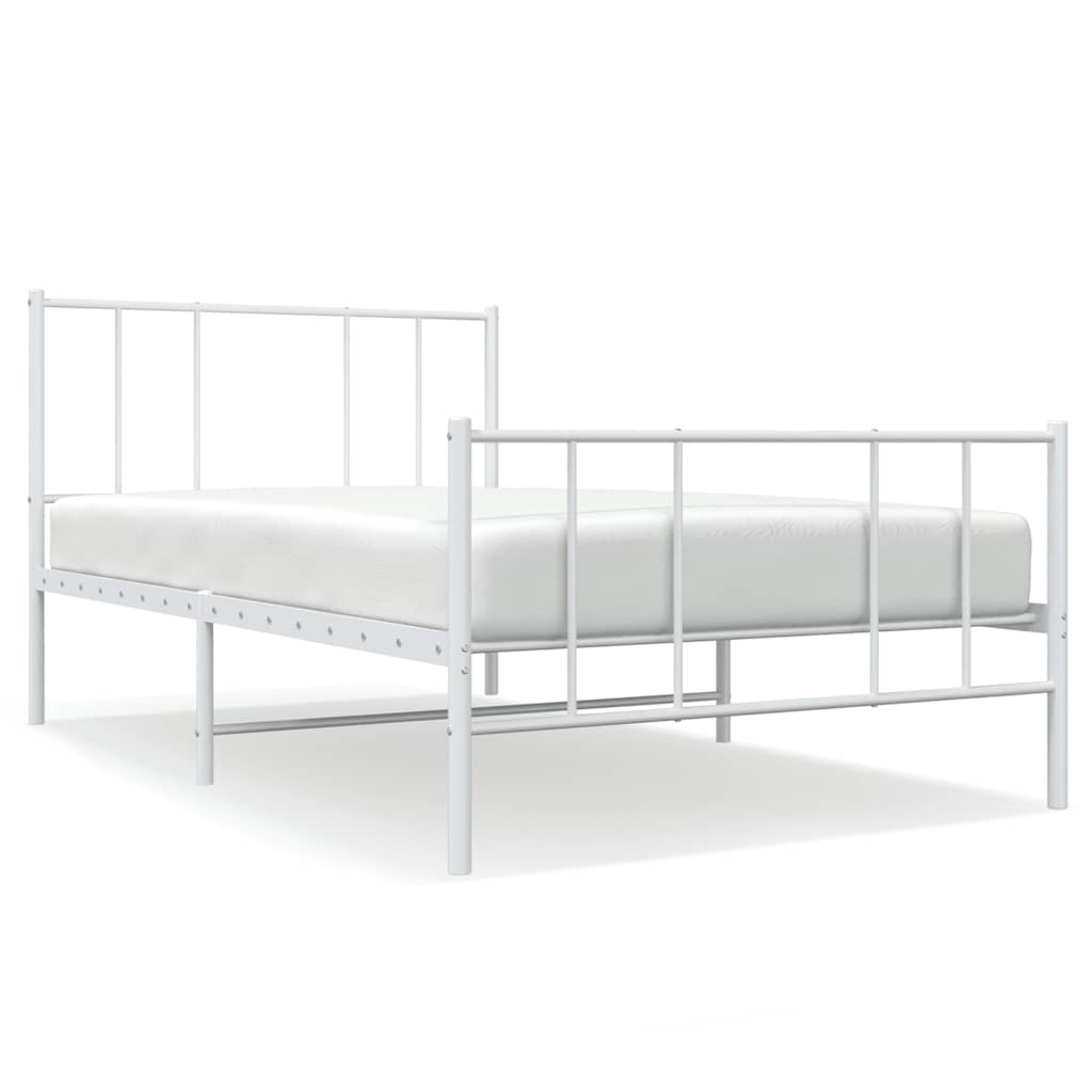 Metalni okvir kreveta uzglavlje i podnožje bijeli 100x200 cm