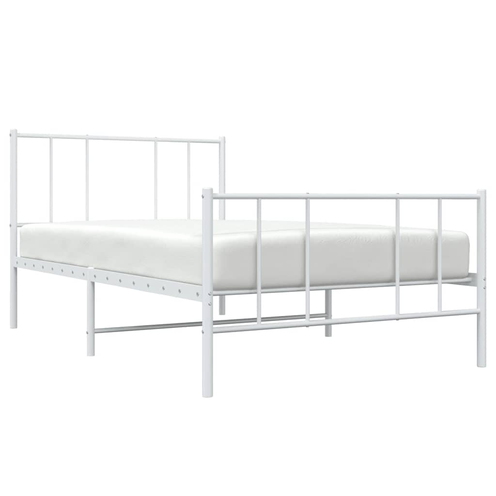 Metalni okvir kreveta uzglavlje i podnožje bijeli 100x200 cm