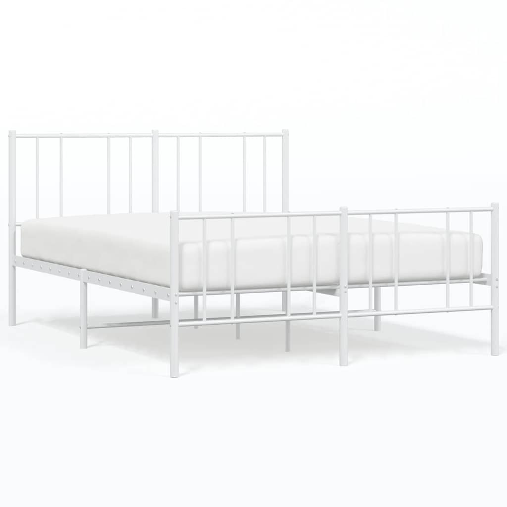 Metalni okvir kreveta uzglavlje i podnožje bijeli 135 x 190 cm