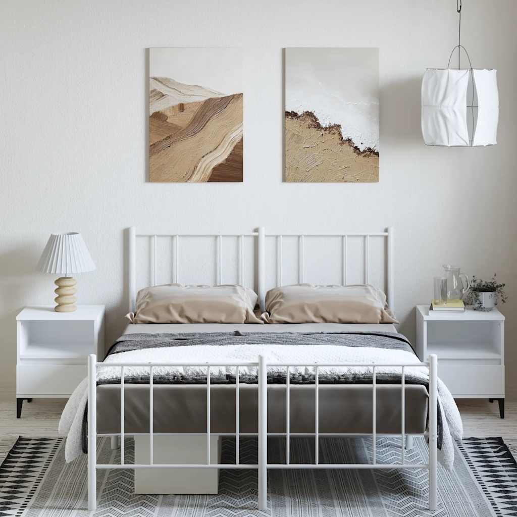 Metalni okvir kreveta uzglavlje i podnožje bijeli 135 x 190 cm