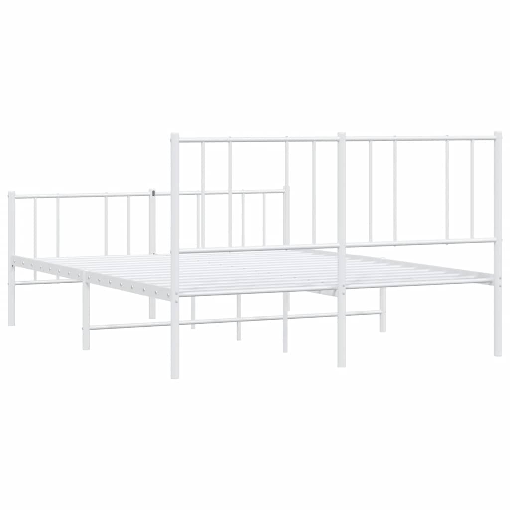 Metalni okvir kreveta uzglavlje i podnožje bijeli 135 x 190 cm