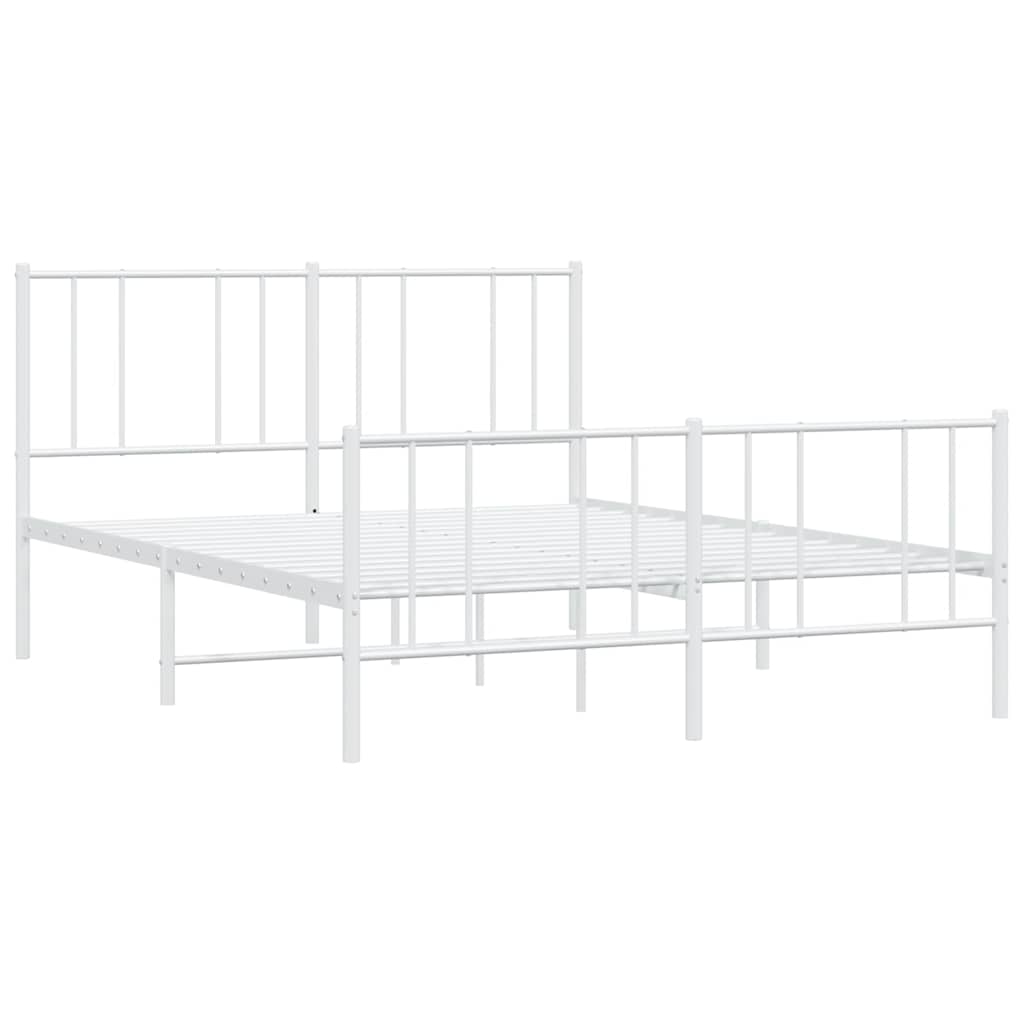 Metalni okvir kreveta uzglavlje i podnožje bijeli 140 x 190 cm