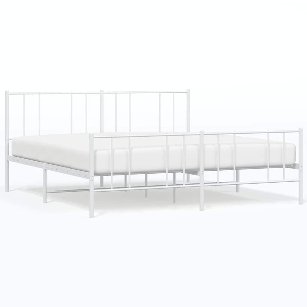 Metalni okvir kreveta uzglavlje i podnožje bijeli 183x213 cm