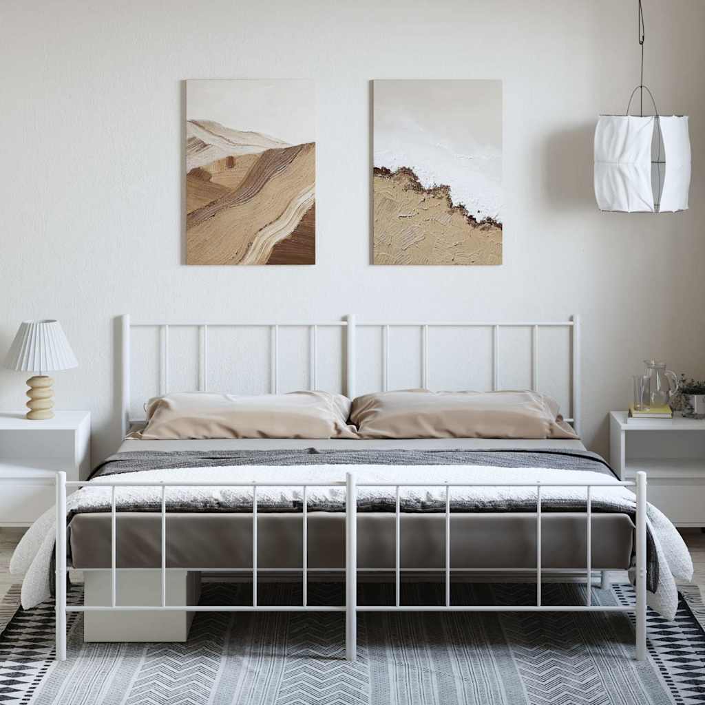 Metalni okvir kreveta uzglavlje i podnožje bijeli 183x213 cm
