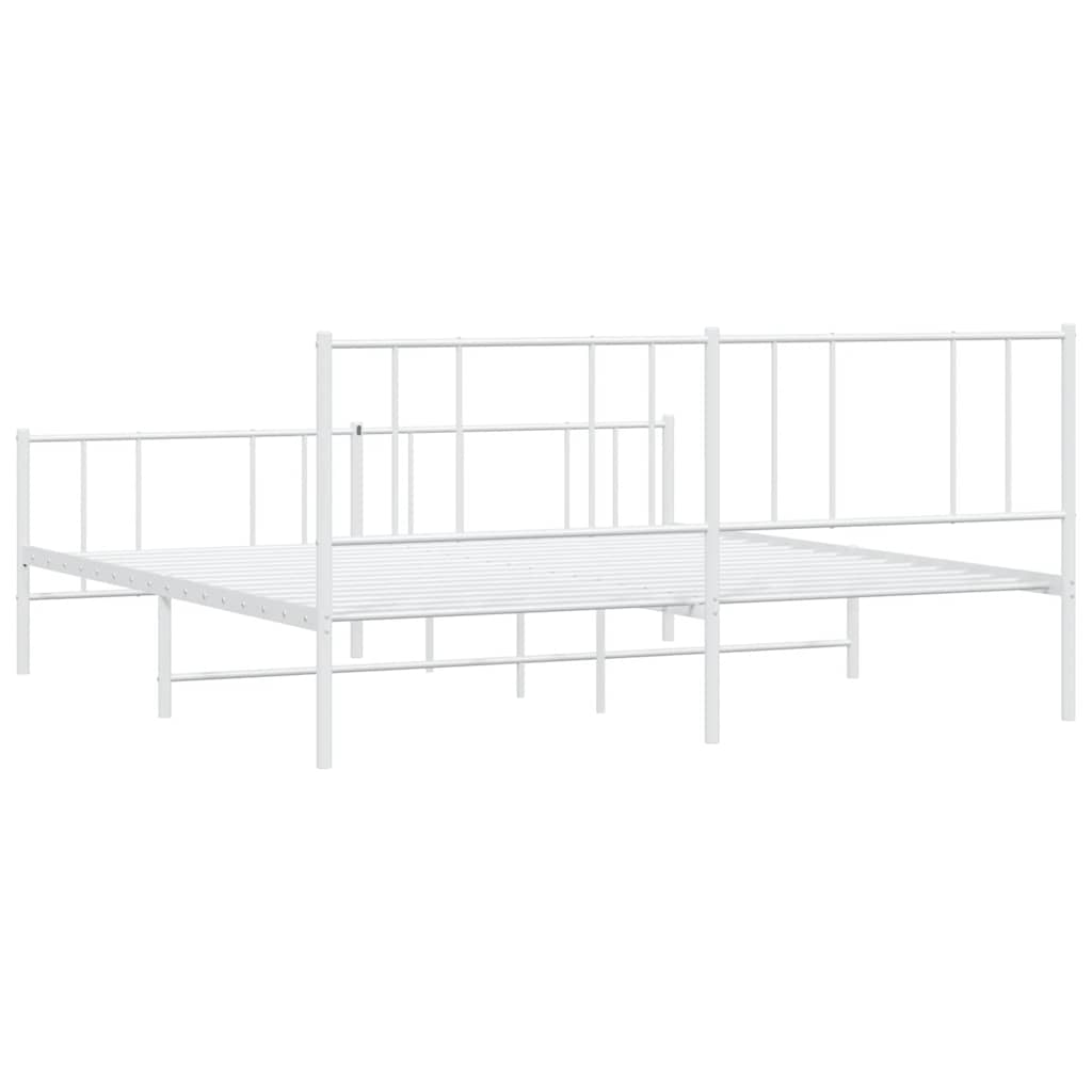 Metalni okvir kreveta uzglavlje i podnožje bijeli 183x213 cm