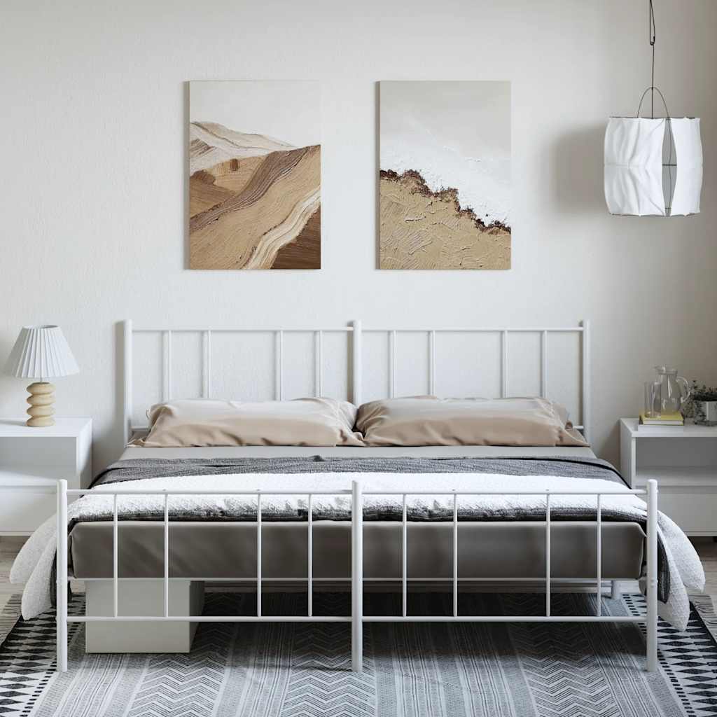 Metalni okvir kreveta uzglavlje i podnožje bijeli 193x203 cm