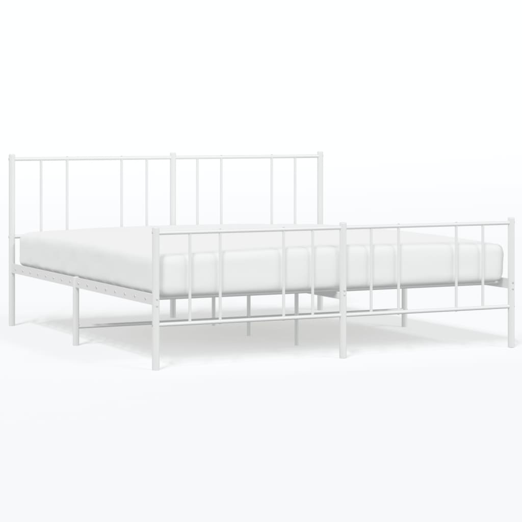 Metalni okvir kreveta uzglavlje i podnožje bijeli 200x200 cm