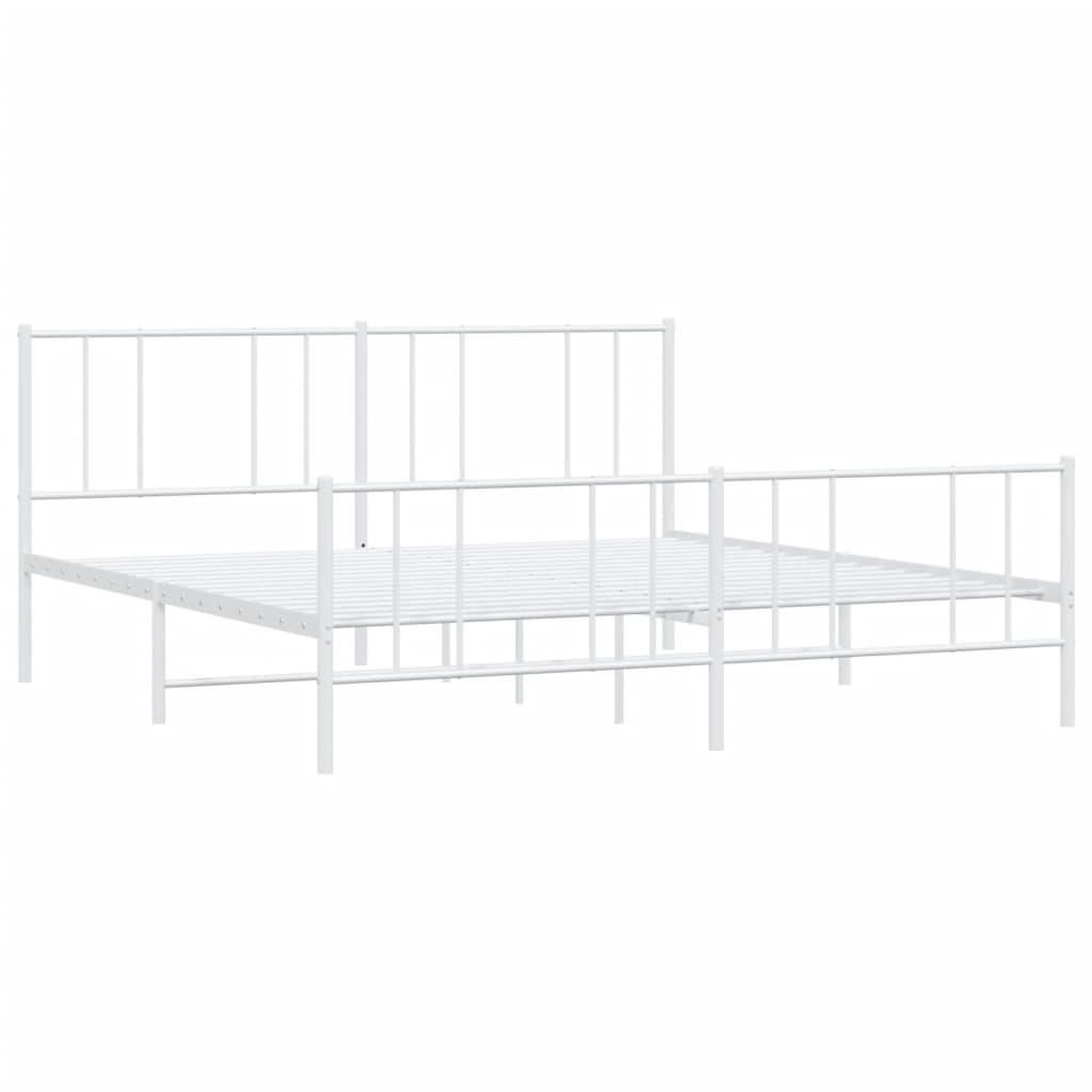 Metalni okvir kreveta uzglavlje i podnožje bijeli 200x200 cm