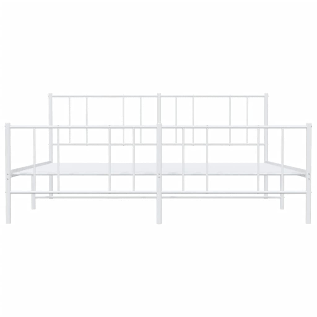 Metalni okvir kreveta uzglavlje i podnožje bijeli 200x200 cm