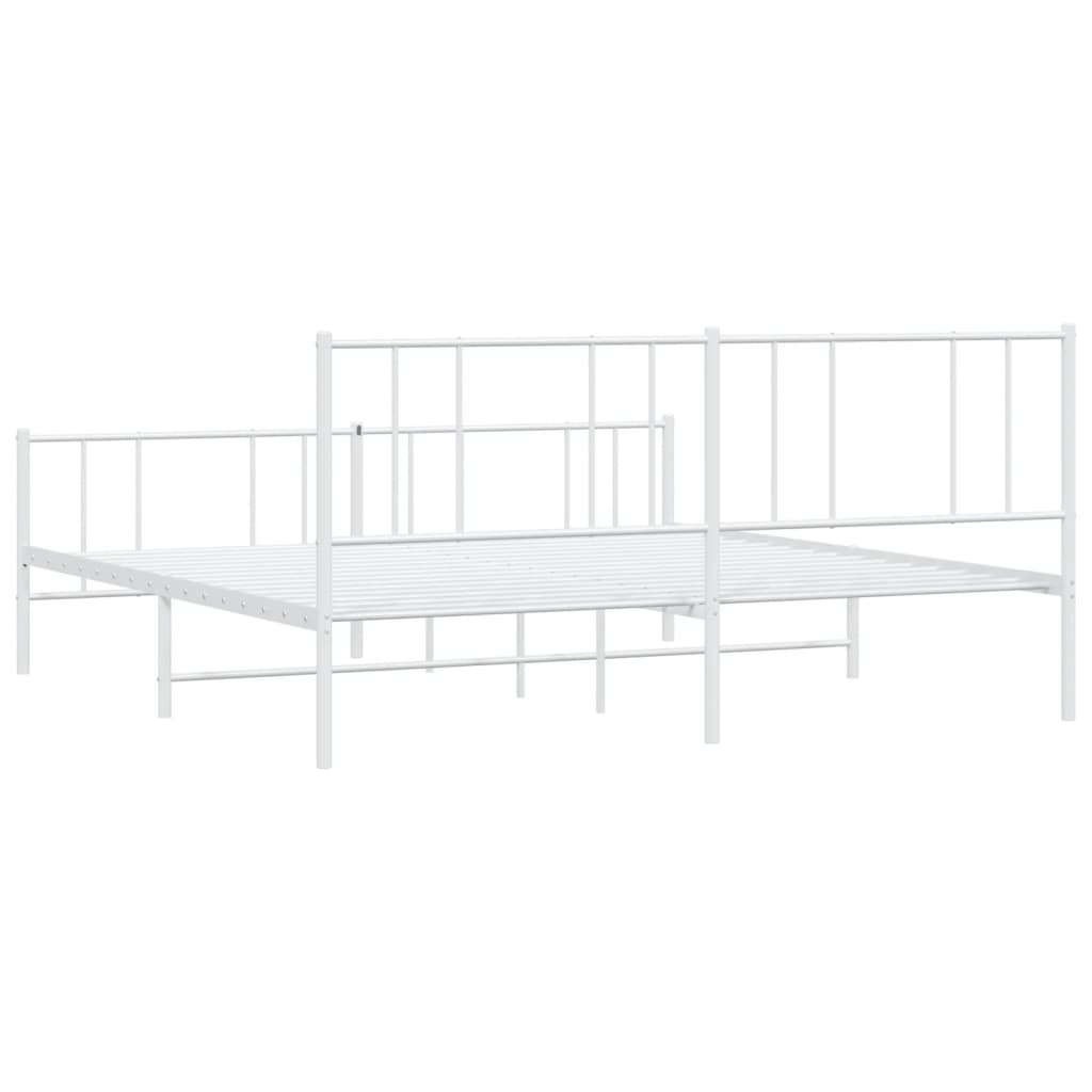 Metalni okvir kreveta uzglavlje i podnožje bijeli 200x200 cm
