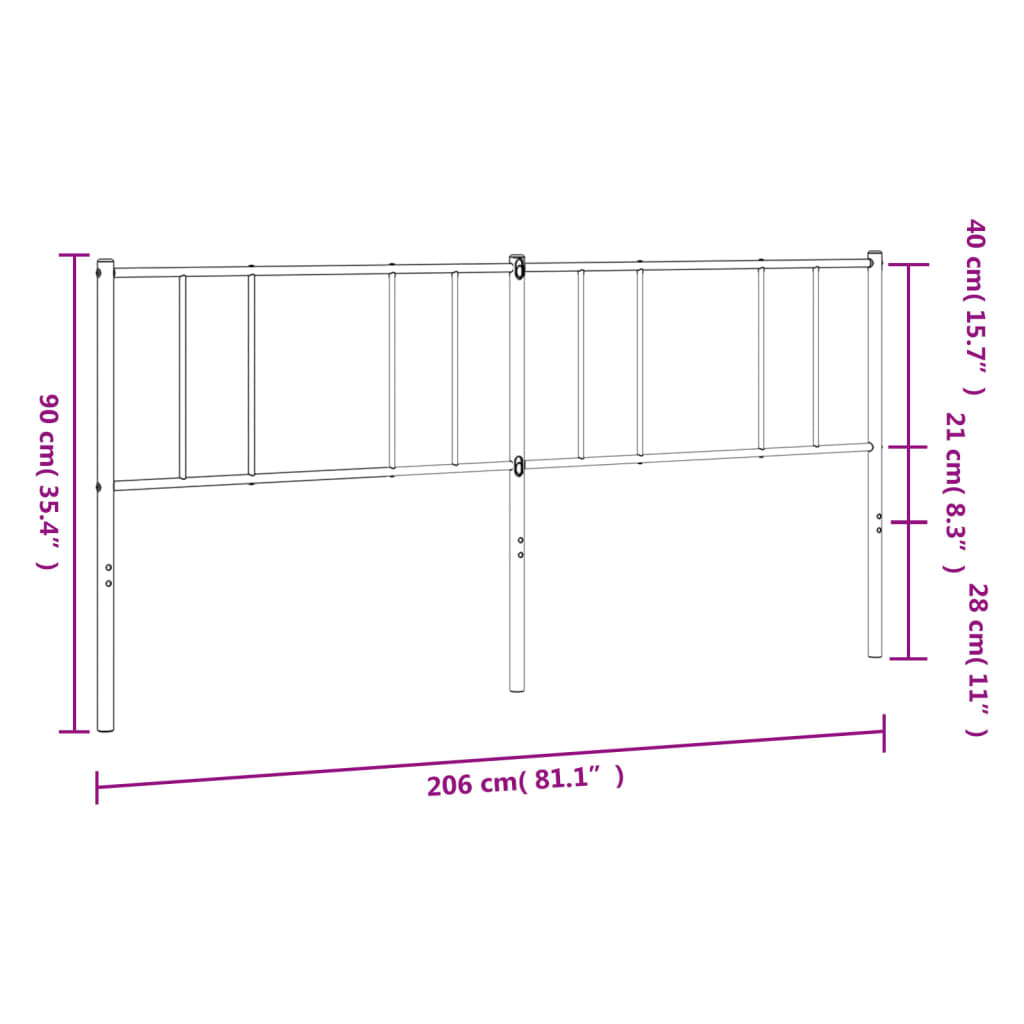 Metalno zamjensko uzglavlje bijelo 200 cm