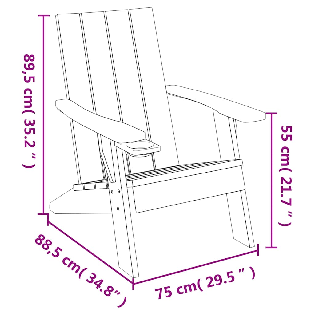 Vrtna stolica Adirondack svjetlosmeđa 75x88,5x89,5 cm PP
