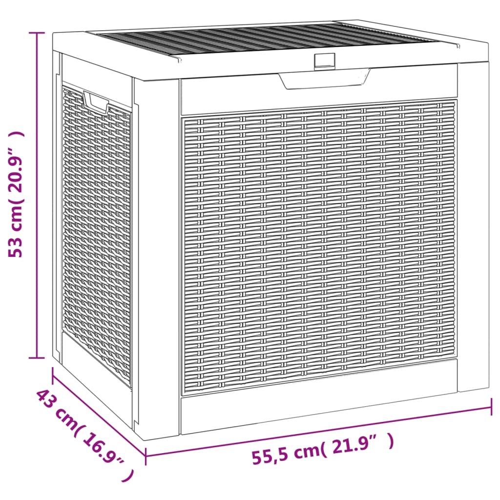 Vrtna kutija za pohranu crna 55,5 x 43 x 53 cm polipropilen