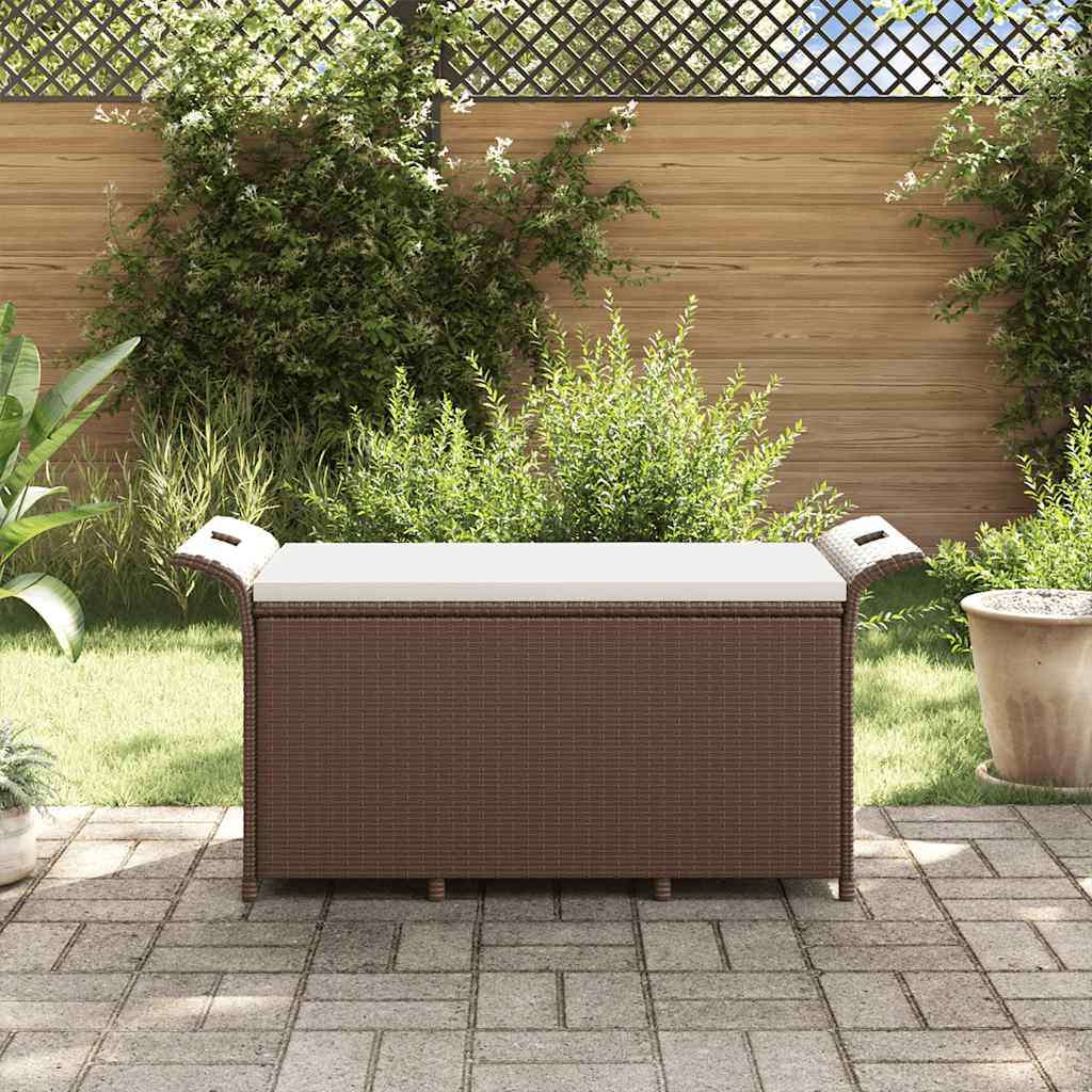 Vrtna klupa s jastukom smeđa 116 x 46 x 57 cm od poliratana
