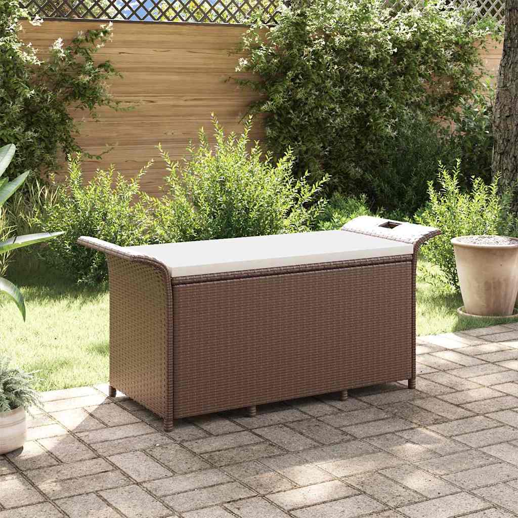 Vrtna klupa s jastukom smeđa 116 x 46 x 57 cm od poliratana