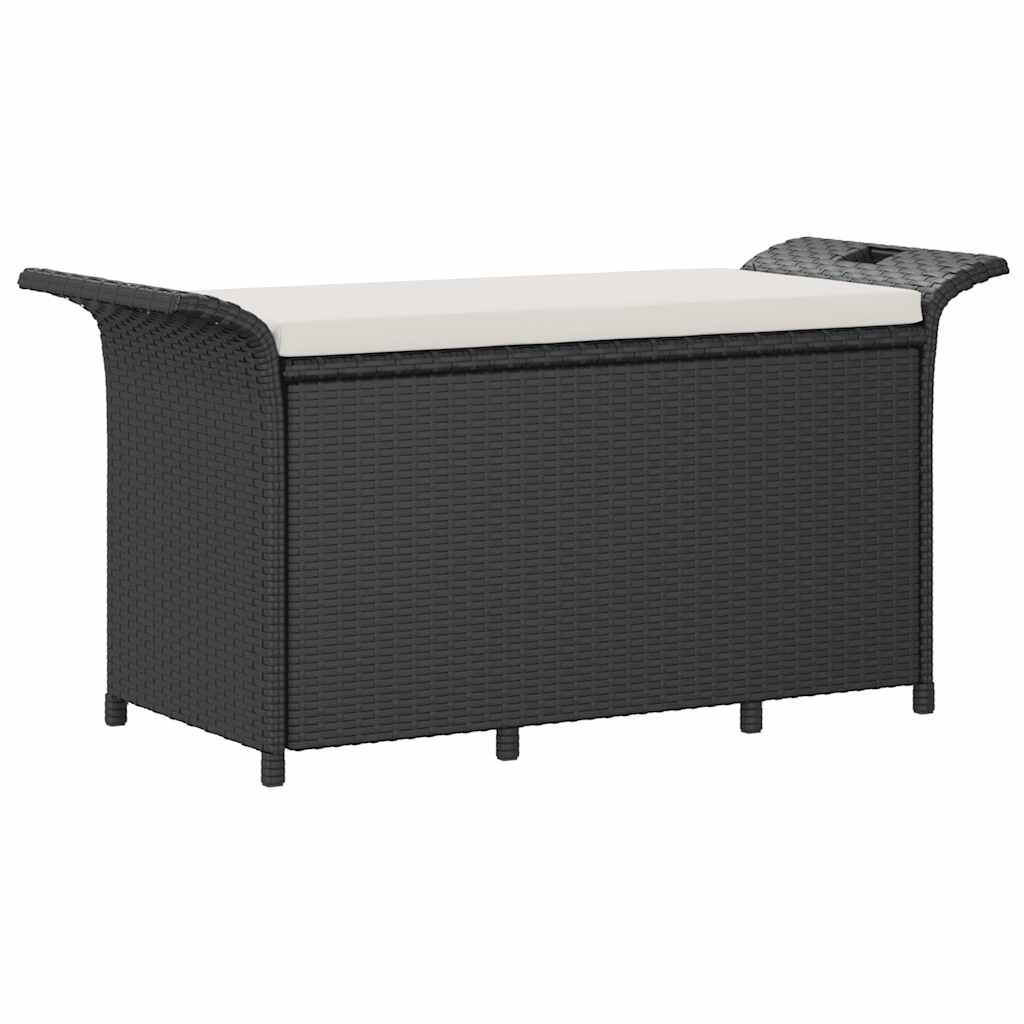 Vrtna klupa s jastukom crna 116 x 46 x 57 cm od poliratana