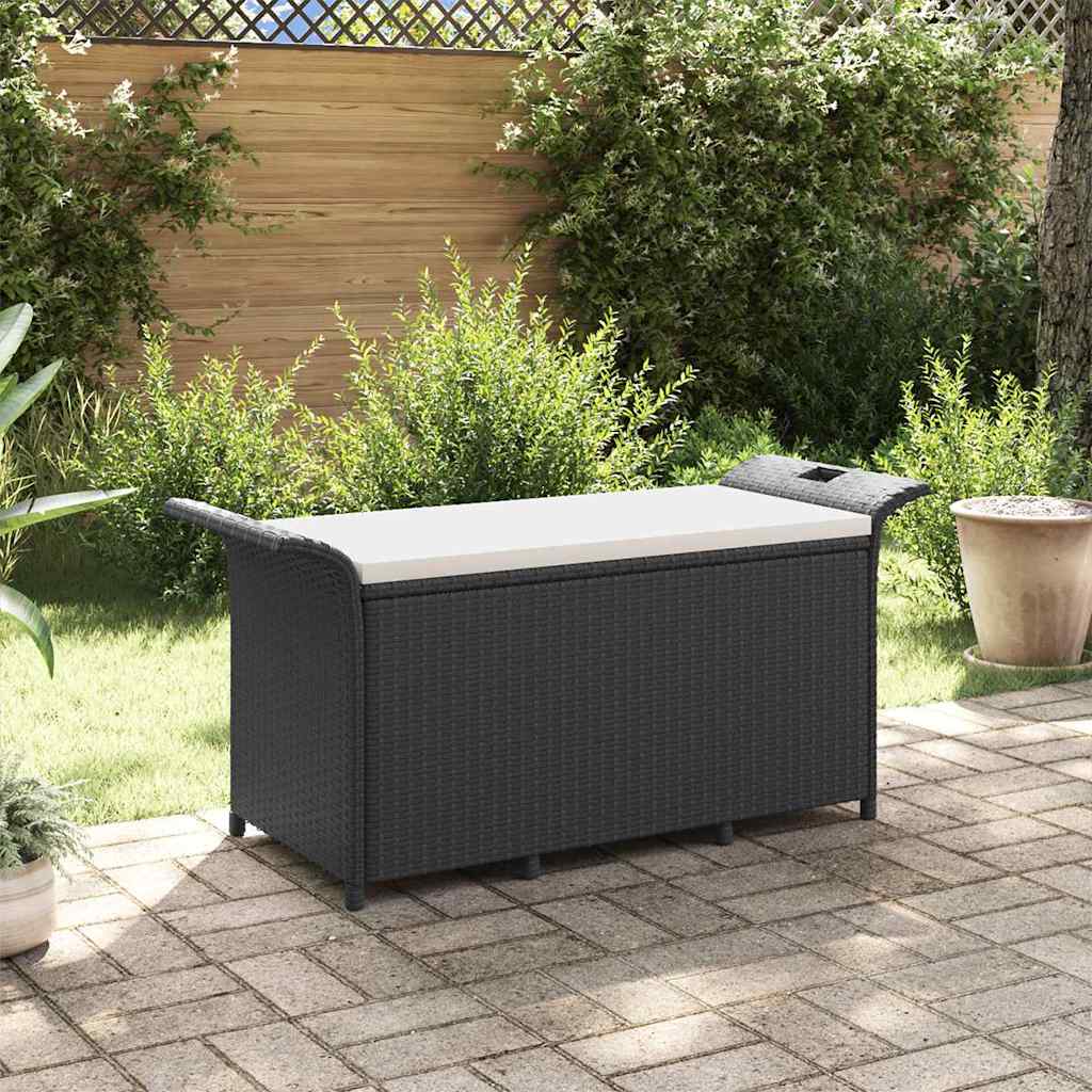 Vrtna klupa s jastukom crna 116 x 46 x 57 cm od poliratana
