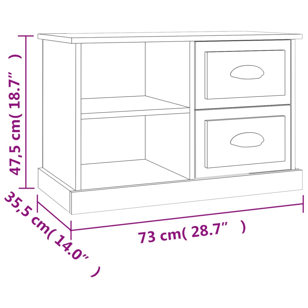 TV ormarić sjajni bijeli 73x35,5x47,5 cm od konstruiranog drva