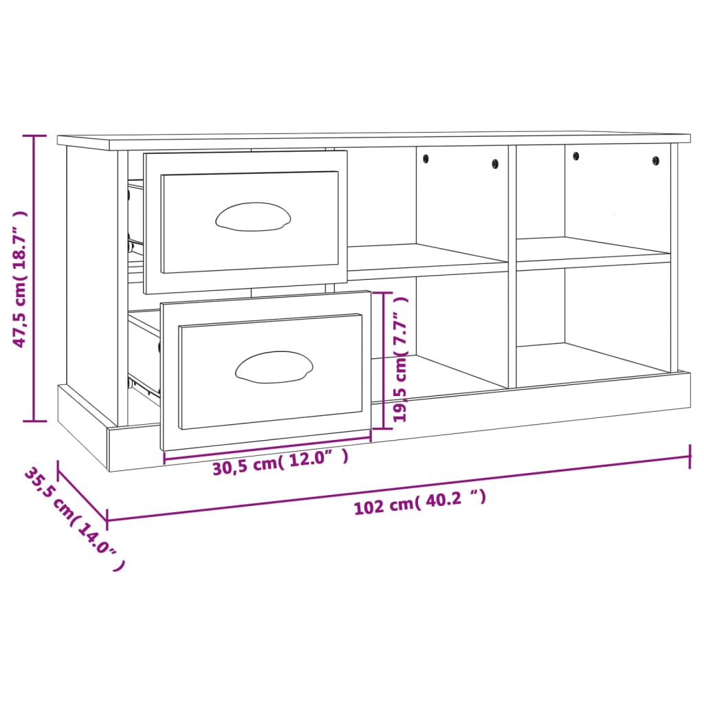 TV ormarić crni 102x35,5x47,5 cm od konstruiranog drva