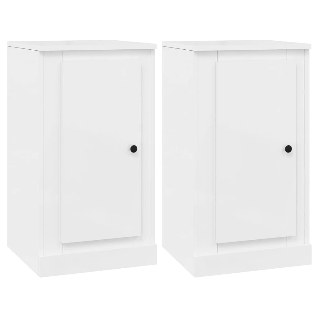 Komode 2 kom sjajne bijele 37,5x35,5x67,5 cm konstruirano drvo