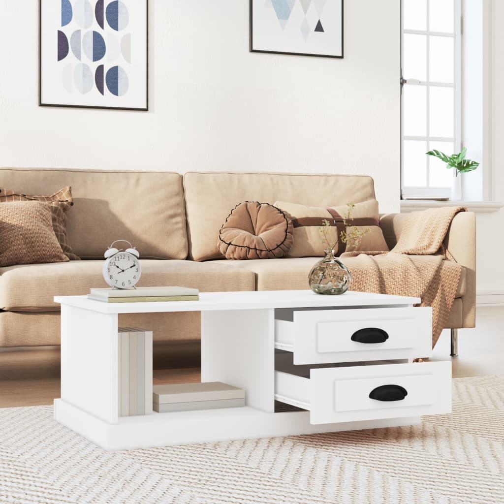 Stolić za kavu bijeli 90 x 50 x 35 cm od konstruiranog drva