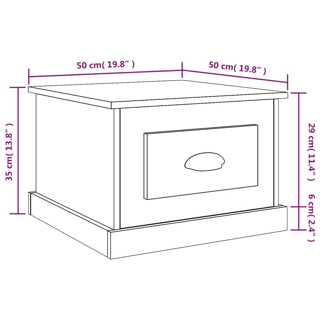 Stolić za kavu bijeli 50 x 50 x 35 cm od konstruiranog drva