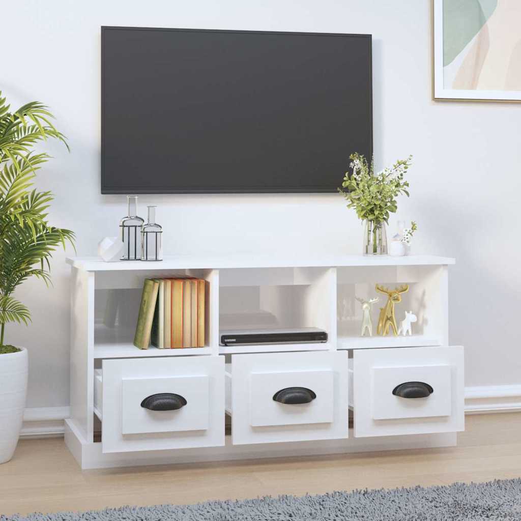 TV ormarić sjajni bijeli 100x35x50 cm od konstruiranog drva