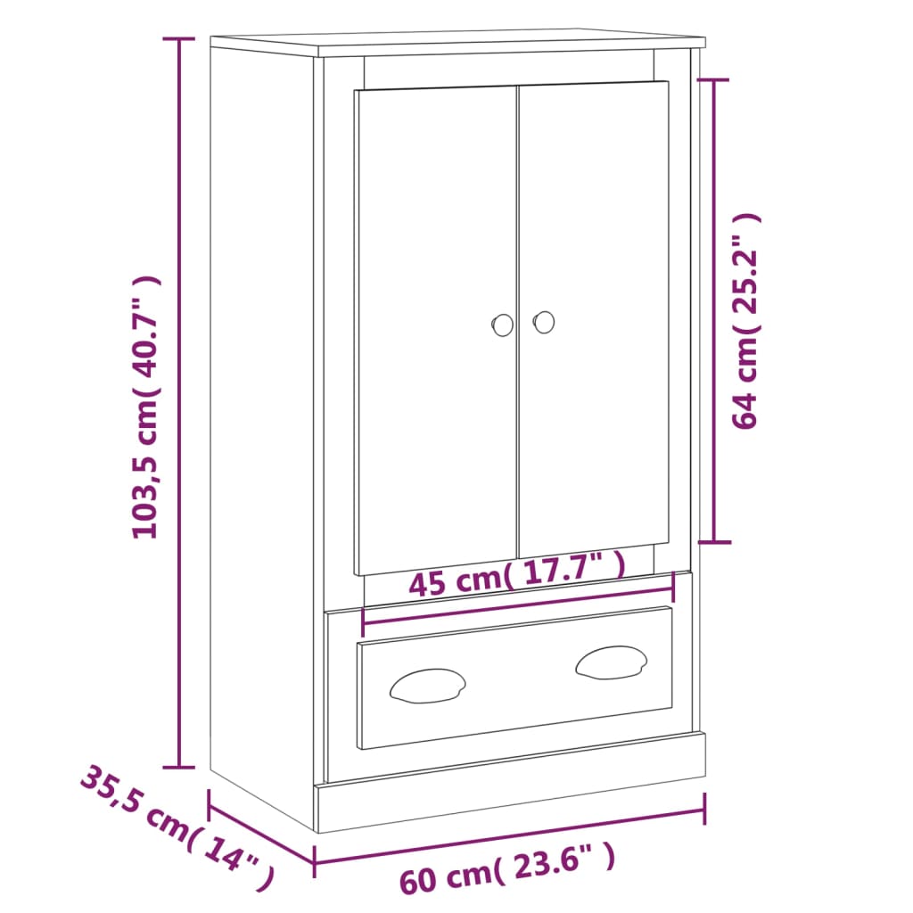 Visoka komoda siva sonome 60x35,5x103,5 cm konstruiranog drva