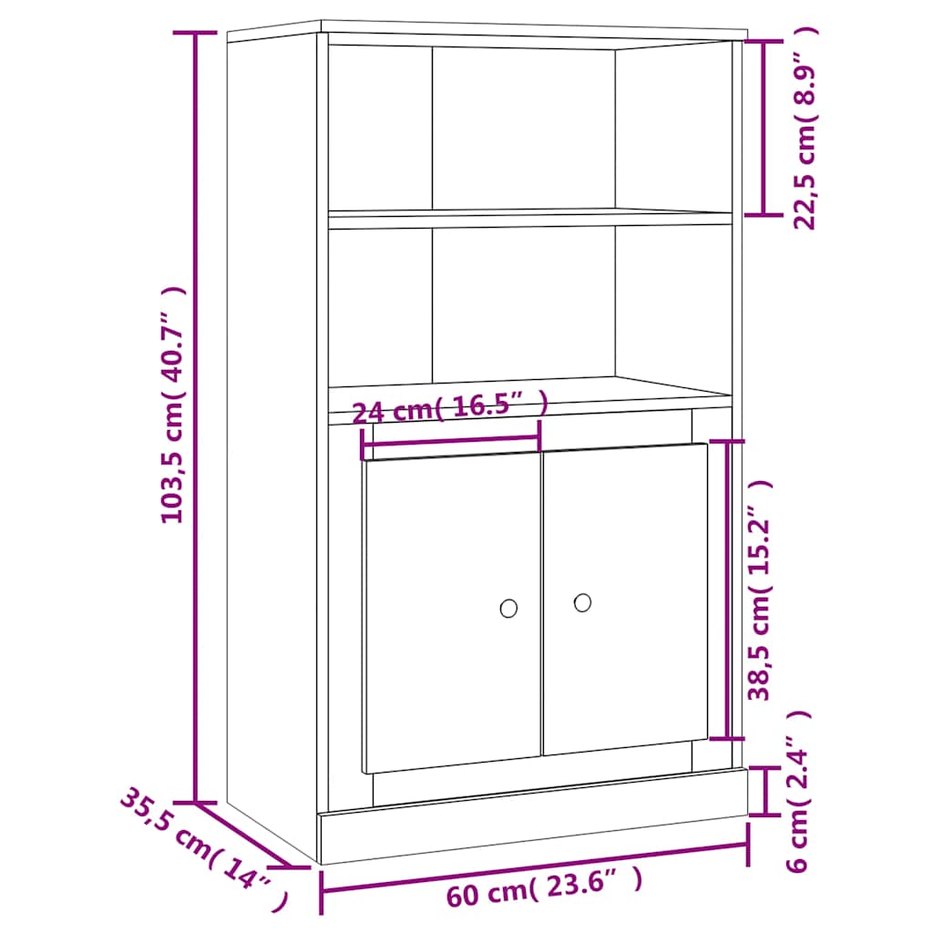 Visoka komoda hrasta sonome 60x35,5x103,5 cm konstruiranog drva