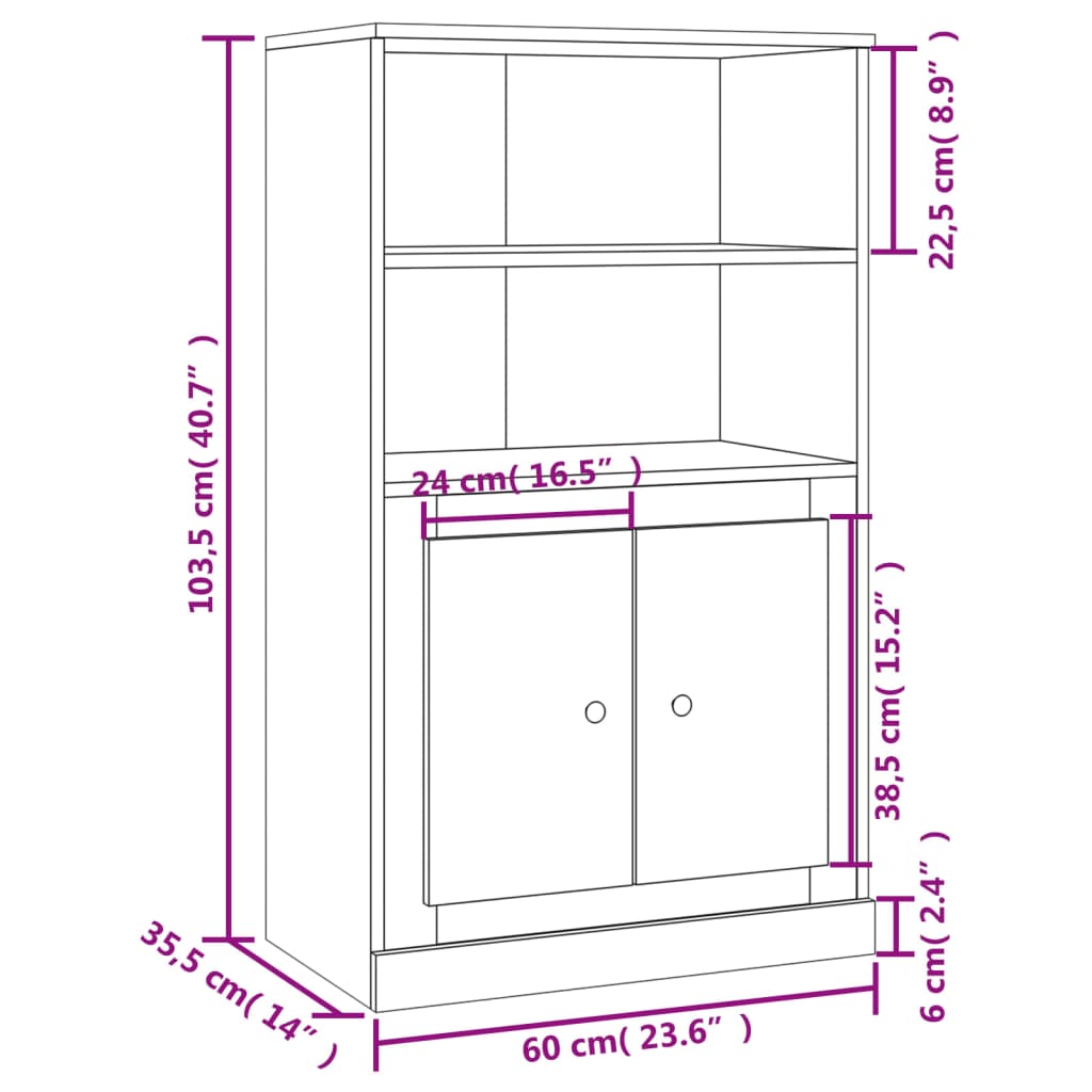Visoka komoda siva betona 60x35,5x103,5 cm konstruiranog drva