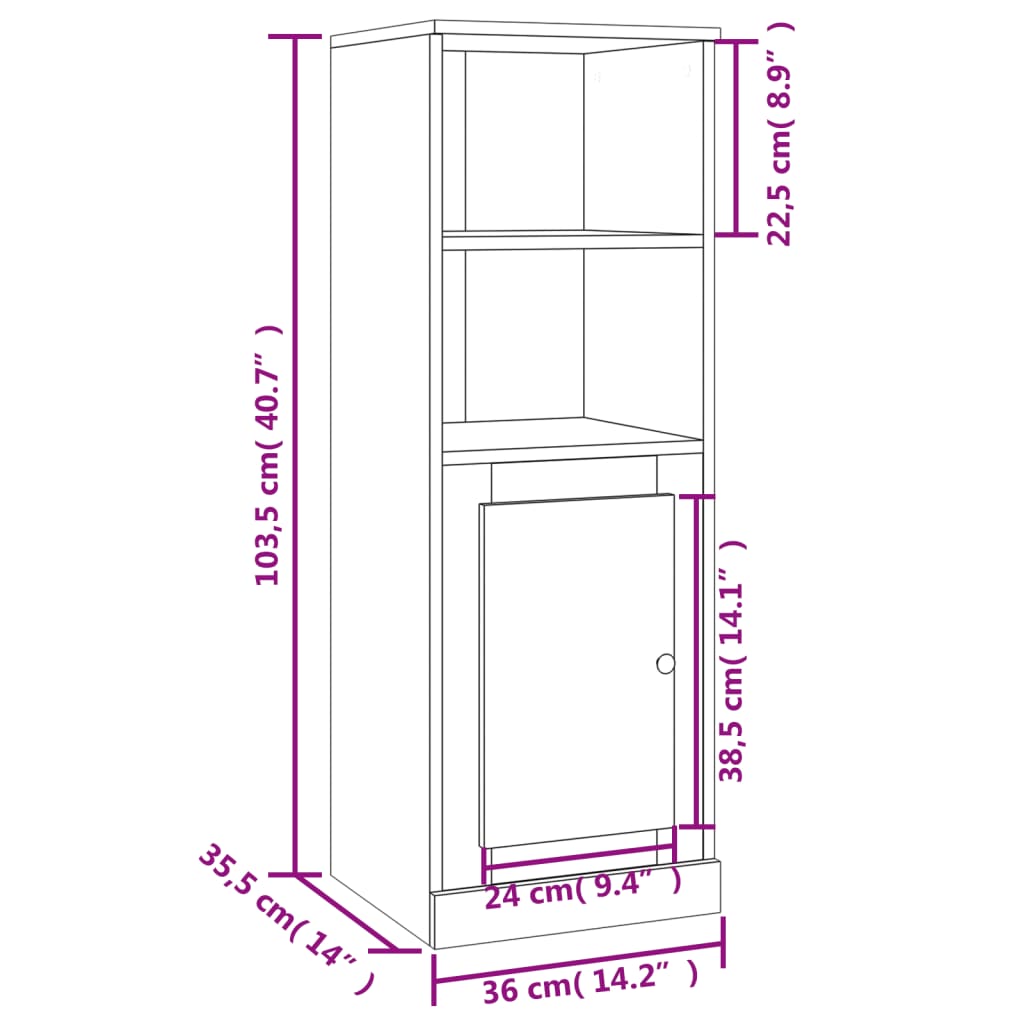 Visoka boja hrasta sonome 36x35,5x103,5 cm konstruirano drvo