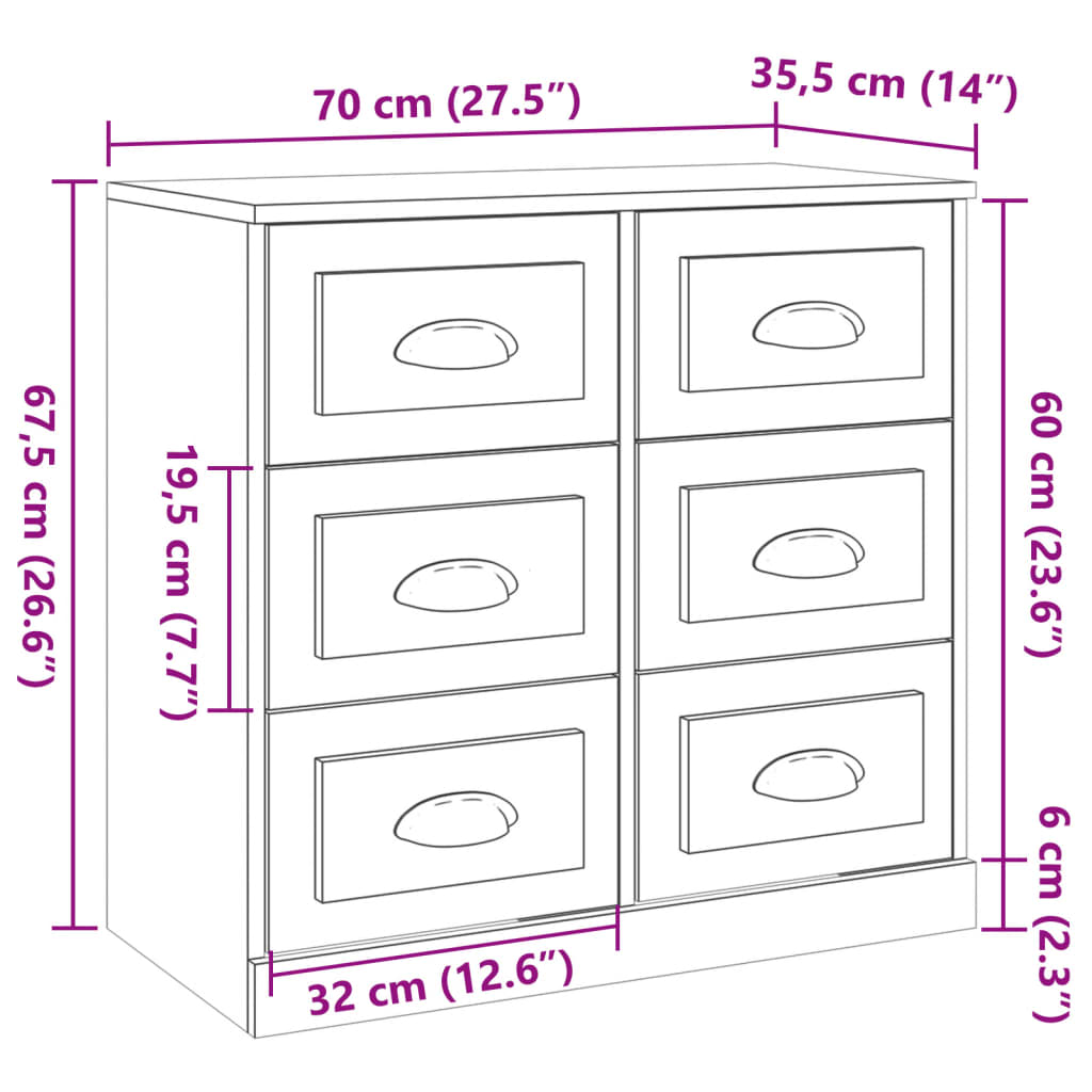 Komoda smeđi hrast 70x35,5x67,5 cm konstruirano drvo