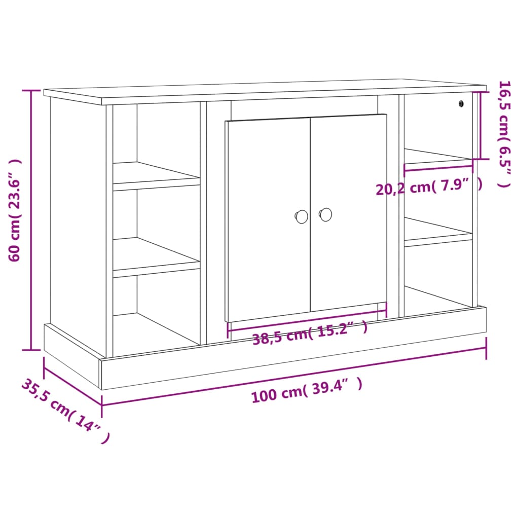Komoda boja dimljenog hrasta 100x35,5x60 cm konstruirano drvo