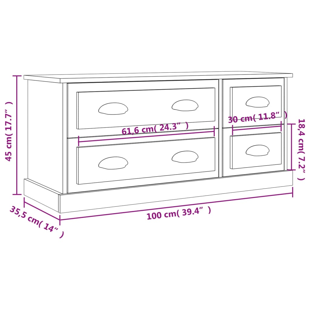 TV ormarić crni 100x35,5x45 cm od konstruiranog drva