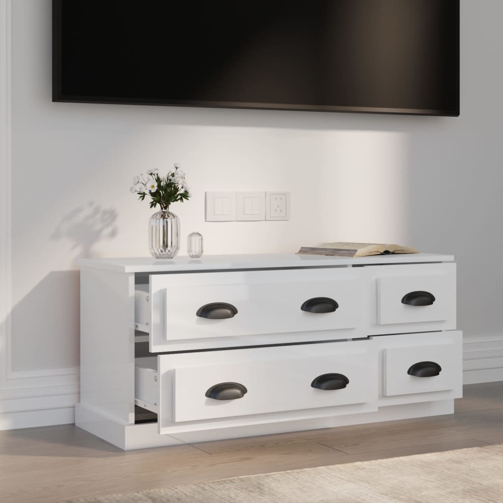 TV ormarić sjajni bijeli 100x35,5x45 cm od konstruiranog drva