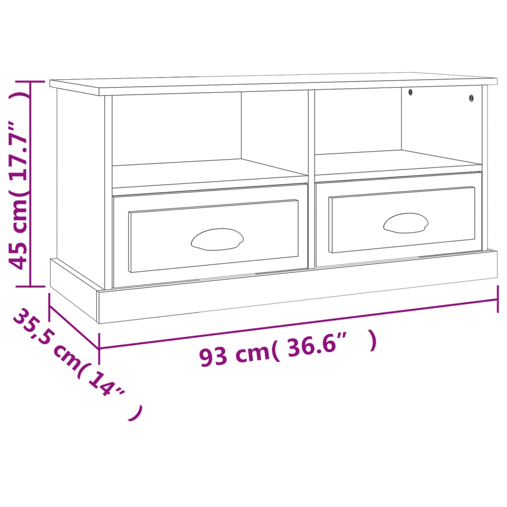 TV ormarić crni 93 x 35,5 x 45 cm od konstruiranog drva