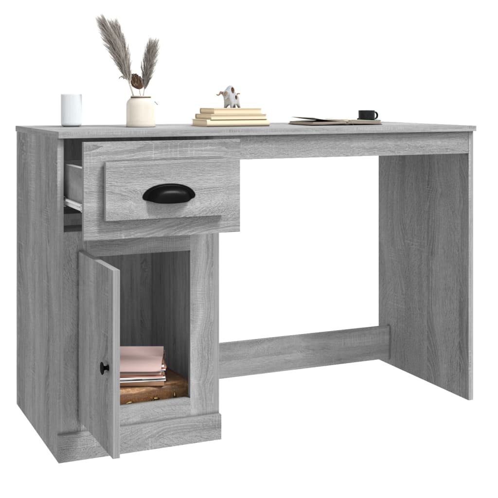 Radni stol s ladicom siva boja hrasta 115 x 50 x 75 cm drveni