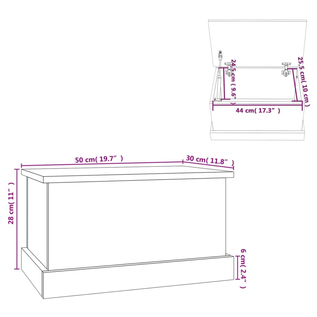 Kutija za pohranu Sonoma hrast 50x30x28 cm Konstruirano drvo