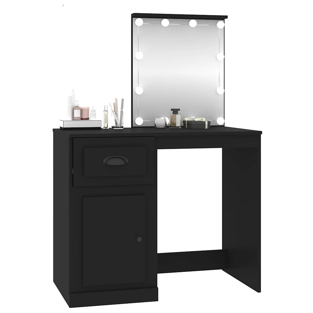 Toaletni stolić LED crni 90 x 50 x 132,5 cm konstruirano drvo