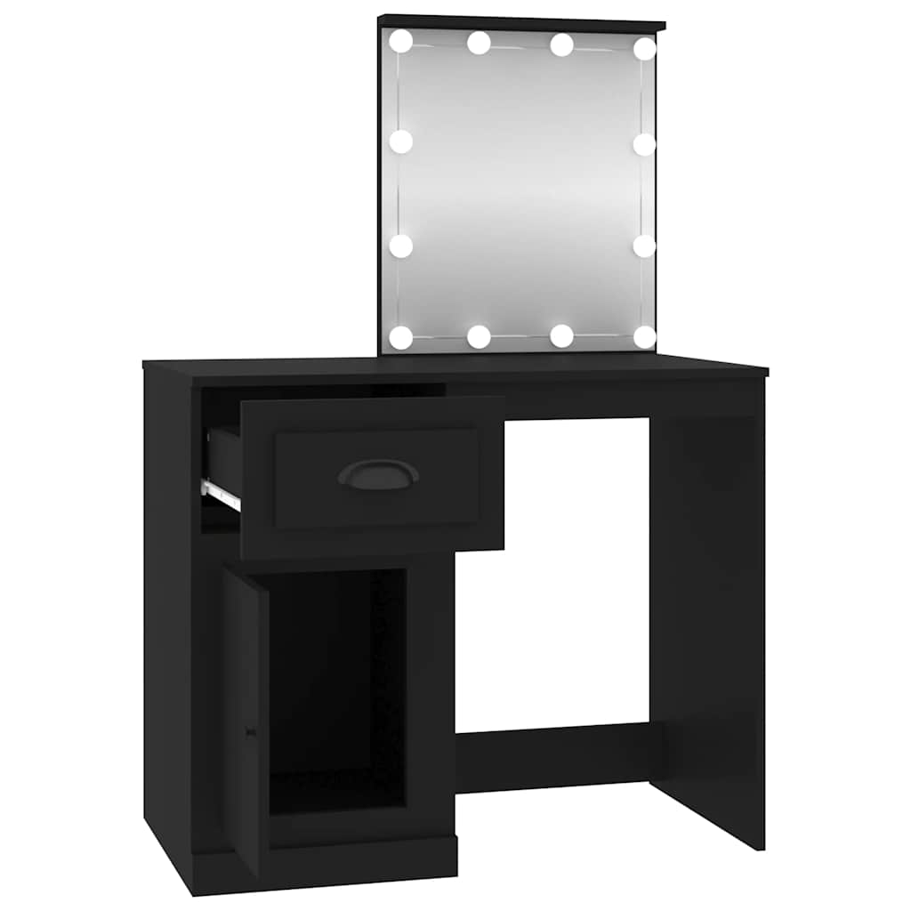 Toaletni stolić LED crni 90 x 50 x 132,5 cm konstruirano drvo