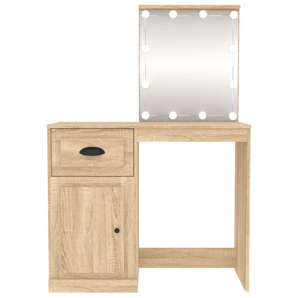 Toaletni stolić LED boja hrasta 90x50x132,5cm konstruirano drvo
