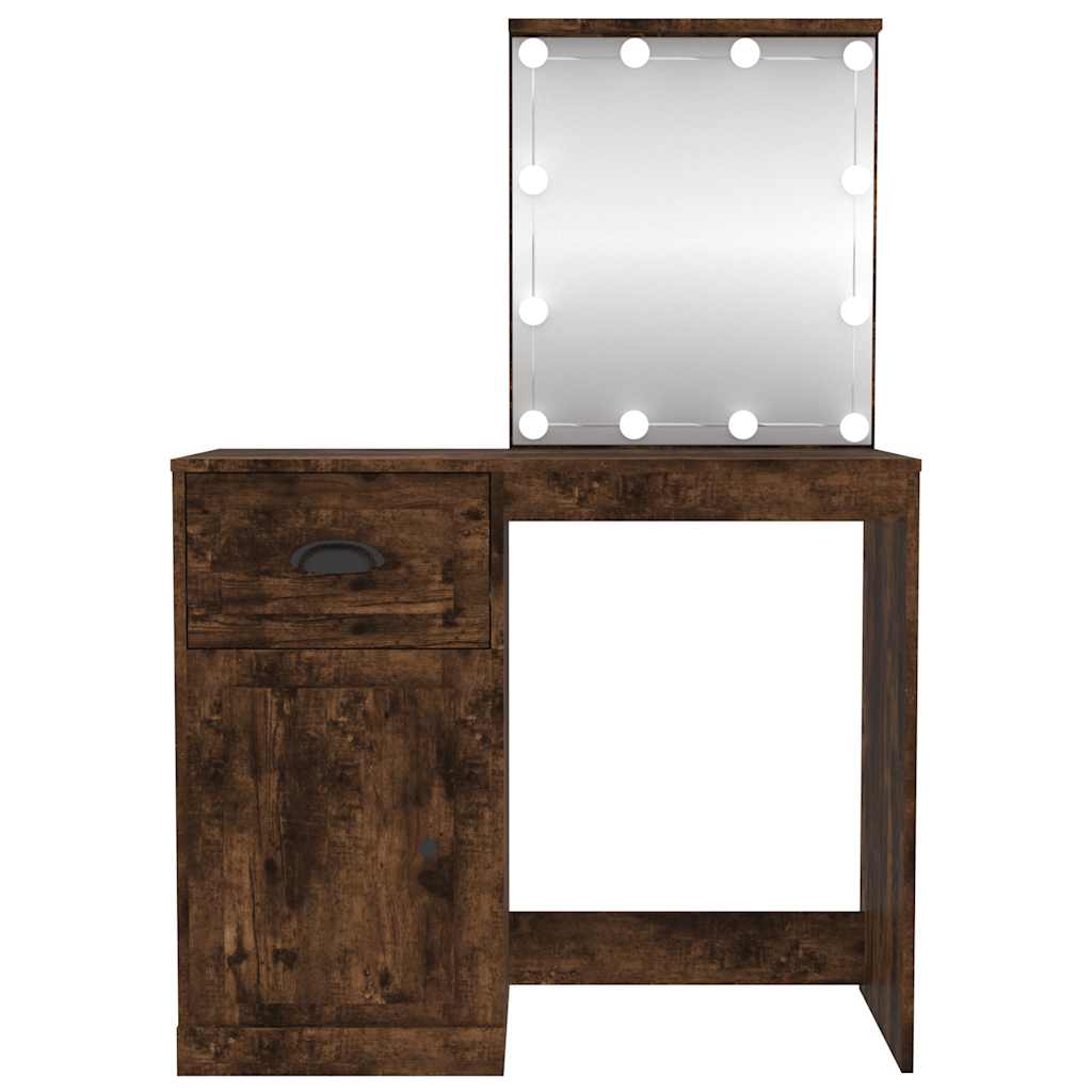 Toaletni stolić LED boja hrasta 90x50x132,5cm konstruirano drvo