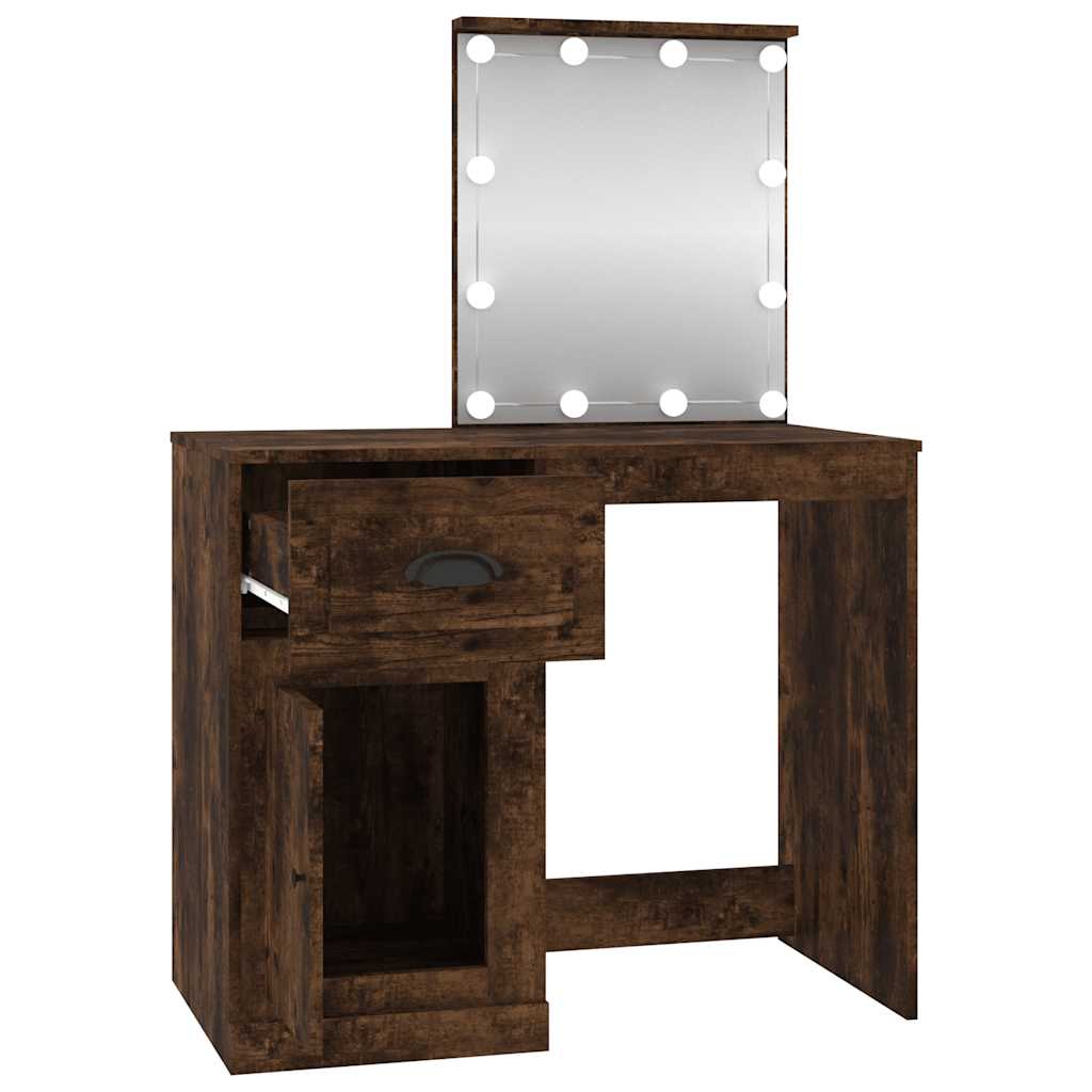 Toaletni stolić LED boja hrasta 90x50x132,5cm konstruirano drvo