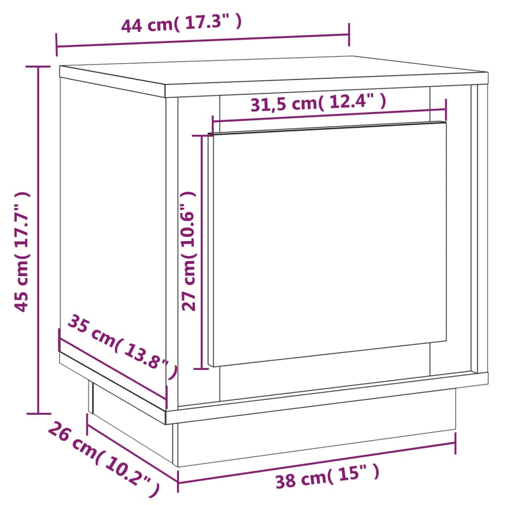 Noćni ormarići 2 kom boja hrasta 44x35x45 cm konstruirano drvo