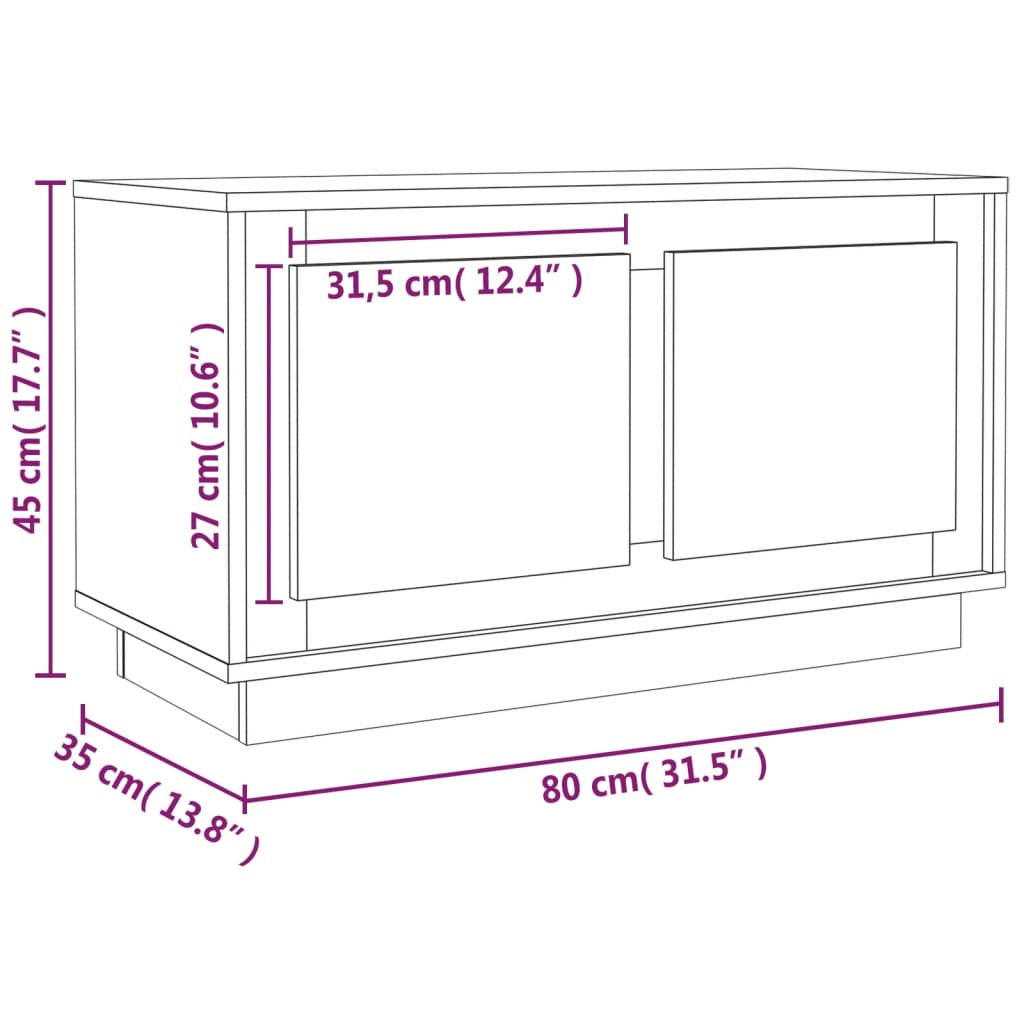 TV ormarić boja dimljenog hrasta 80x35x45 cm konstruirano drvo