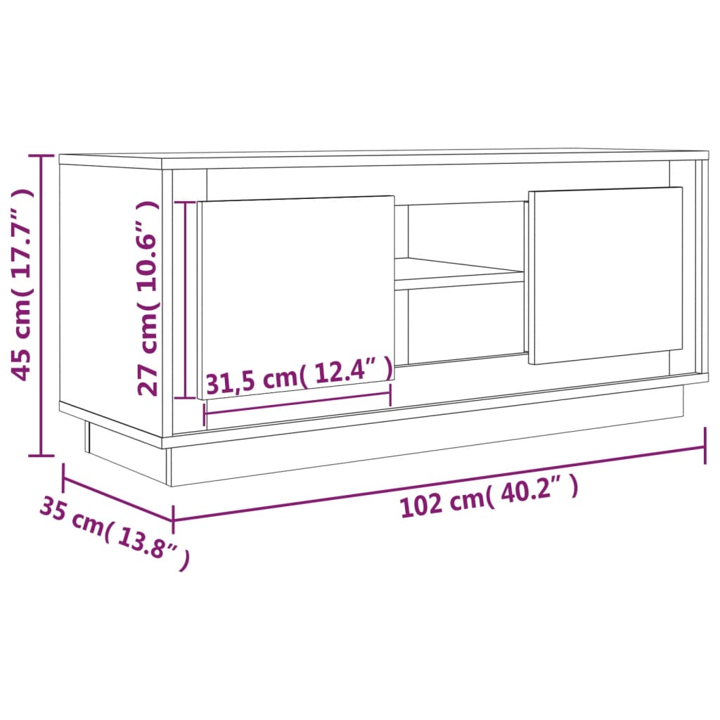 TV ormarić boja hrasta 102x35x45 cm od konstruiranog drva